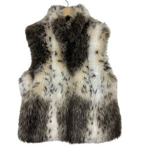 Carte Reversible Faux Fur Vest Jacket Womens Sz Medium Animal Print Sleeveless